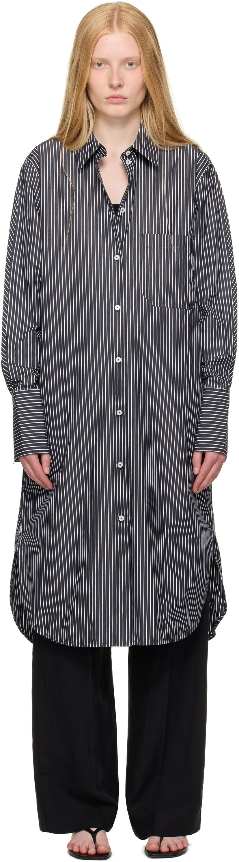 плаття TOTEME TOTEME Striped Shirt Dress чорний | 253-WRD0201-FB0436
