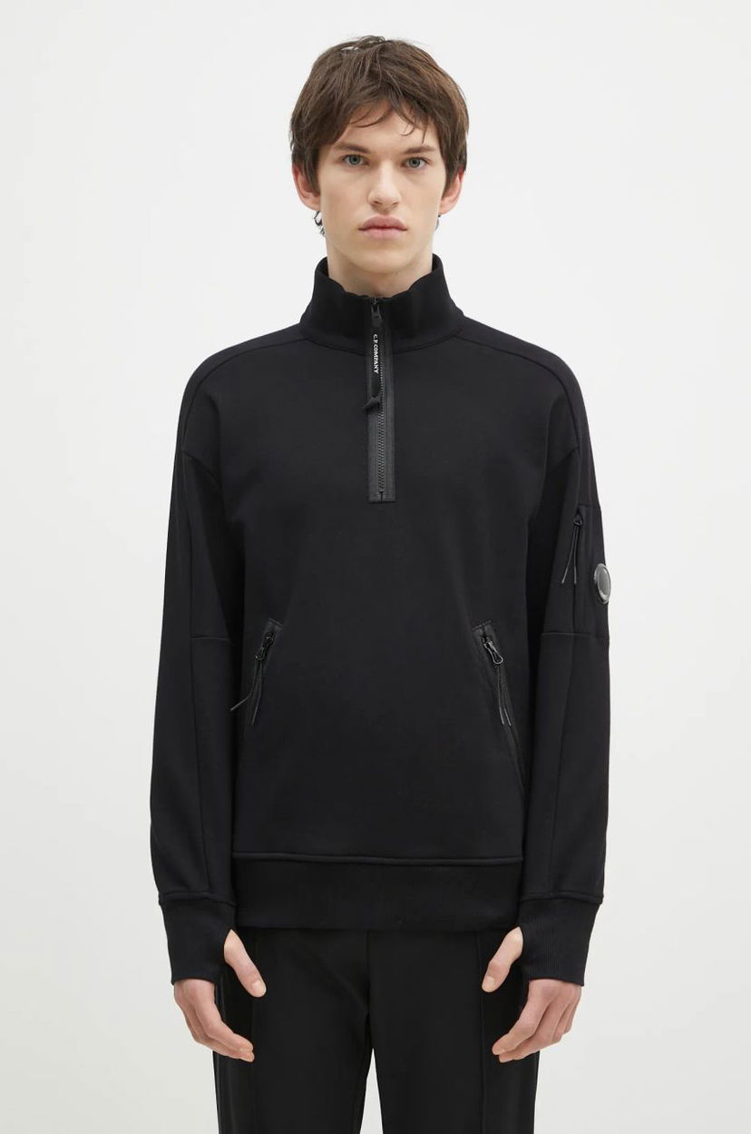 Світшоти C.P. Company Diagonal Raised Fleece Half-Zipped Sweatshirt чорний | 17CMSS027A005086W