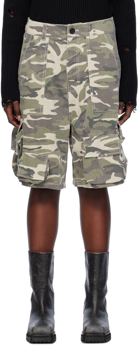 Шорти We11done We11done Camo Cargo Shorts Зелений | WD-PT0-24-207-M-BG