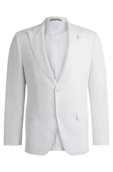 Куртка BOSS Slim-Fit Linen Canvas Blazer білий | 50540516