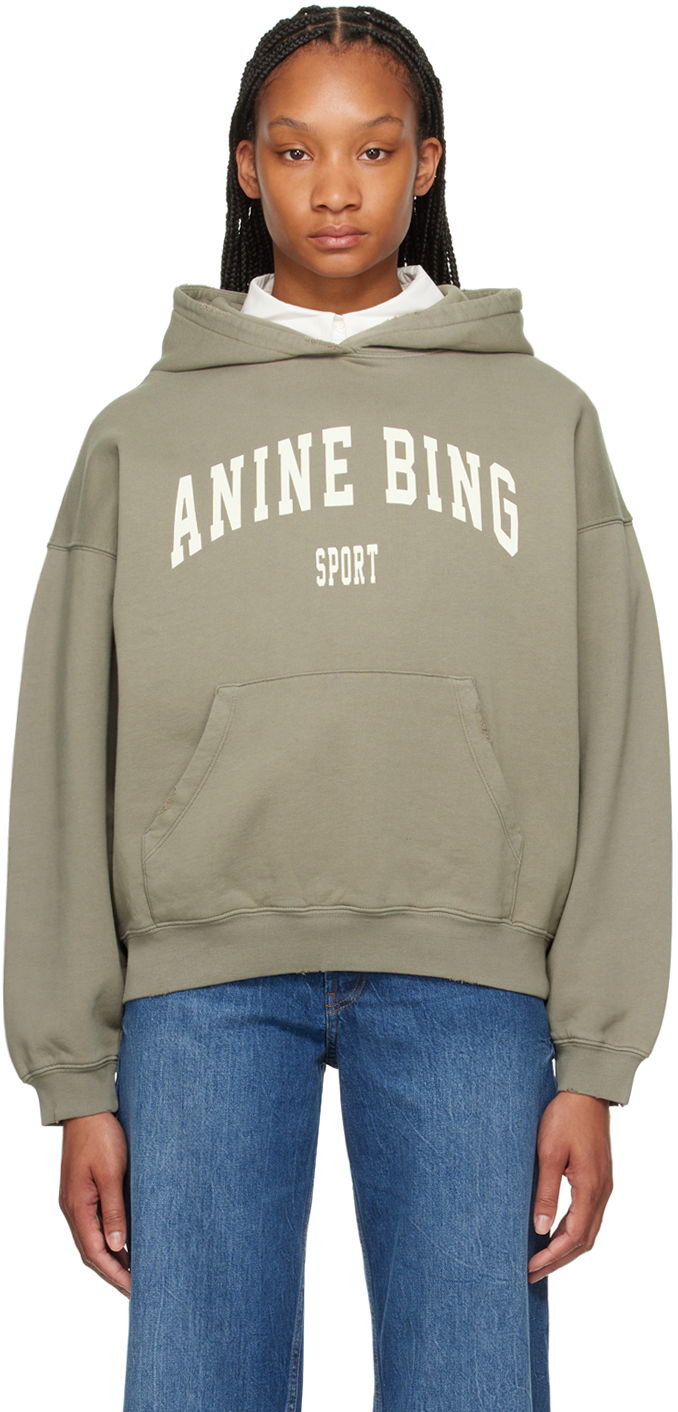 Світшоти Anine Bing ANINE BING Women's Harvey Sport Logo Hoodie Зелений | S-08-5185-310