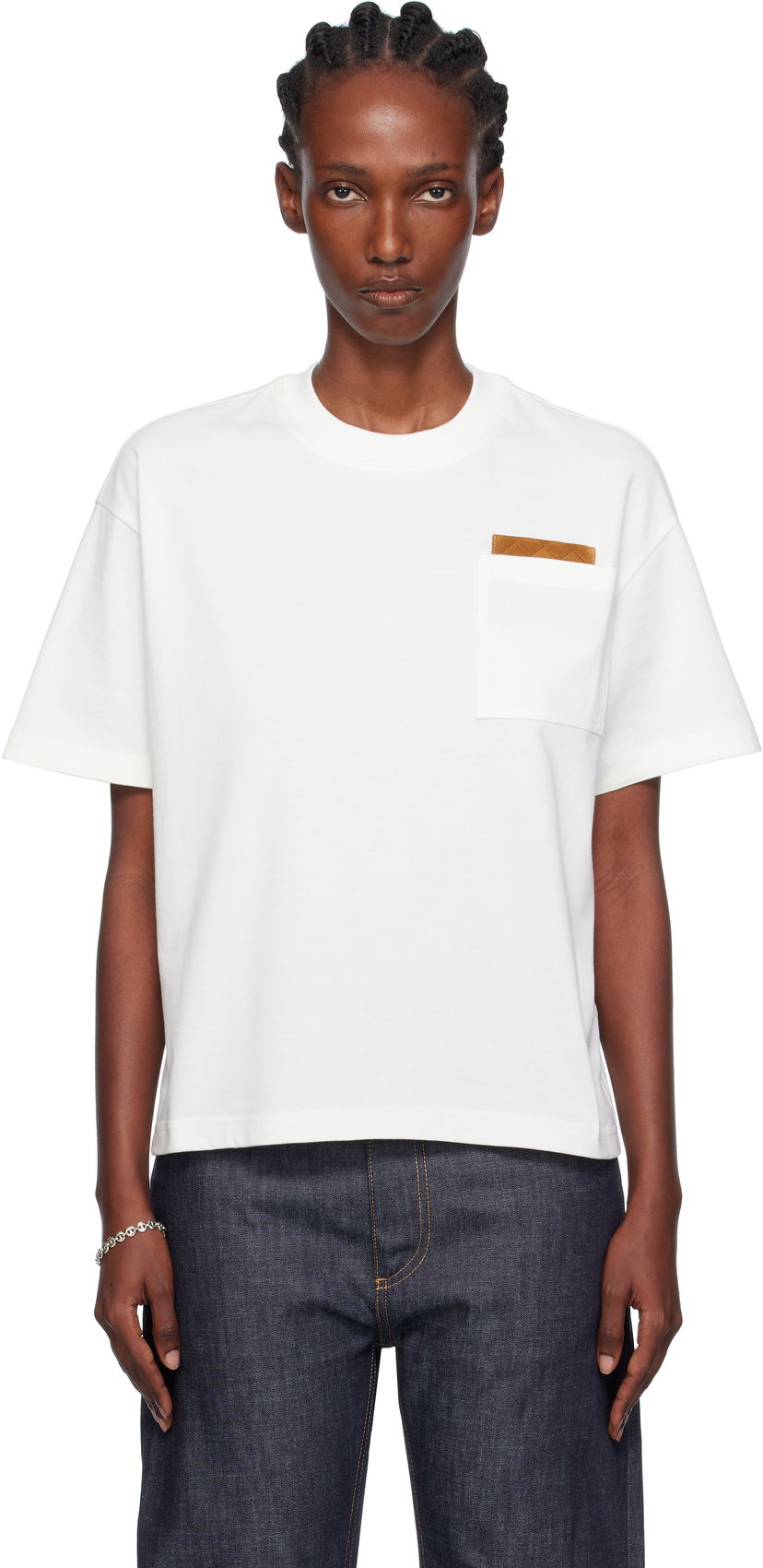 Футболка Bottega Veneta Bottega Veneta Cotton Jersey T-Shirt with Pocket білий | 838925 V4N50