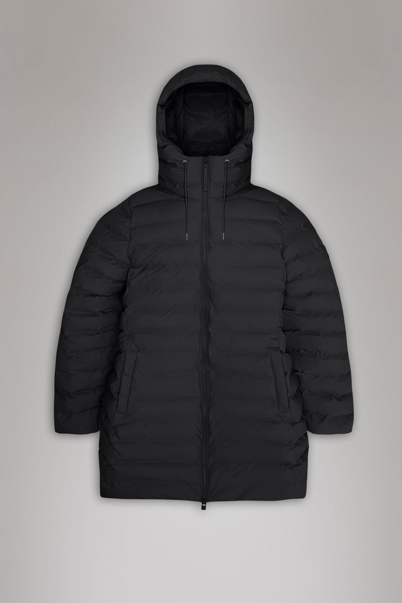 Пуховик Rains Lohja Long Puffer Curve Jacket чорний | 15890\01