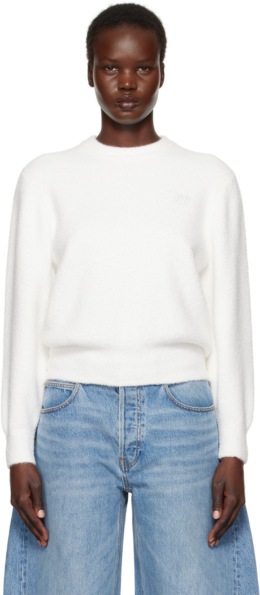 Cветр Alexander Wang Alexander Wang.T Relaxed Embroidered Logo Sweater білий | 4KC1251046