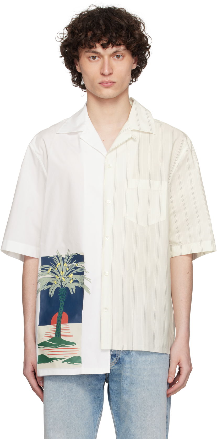 Сорочка LANVIN Lanvin Printed Asymmetric Shirt білий | RM-SI0014-6001-P25