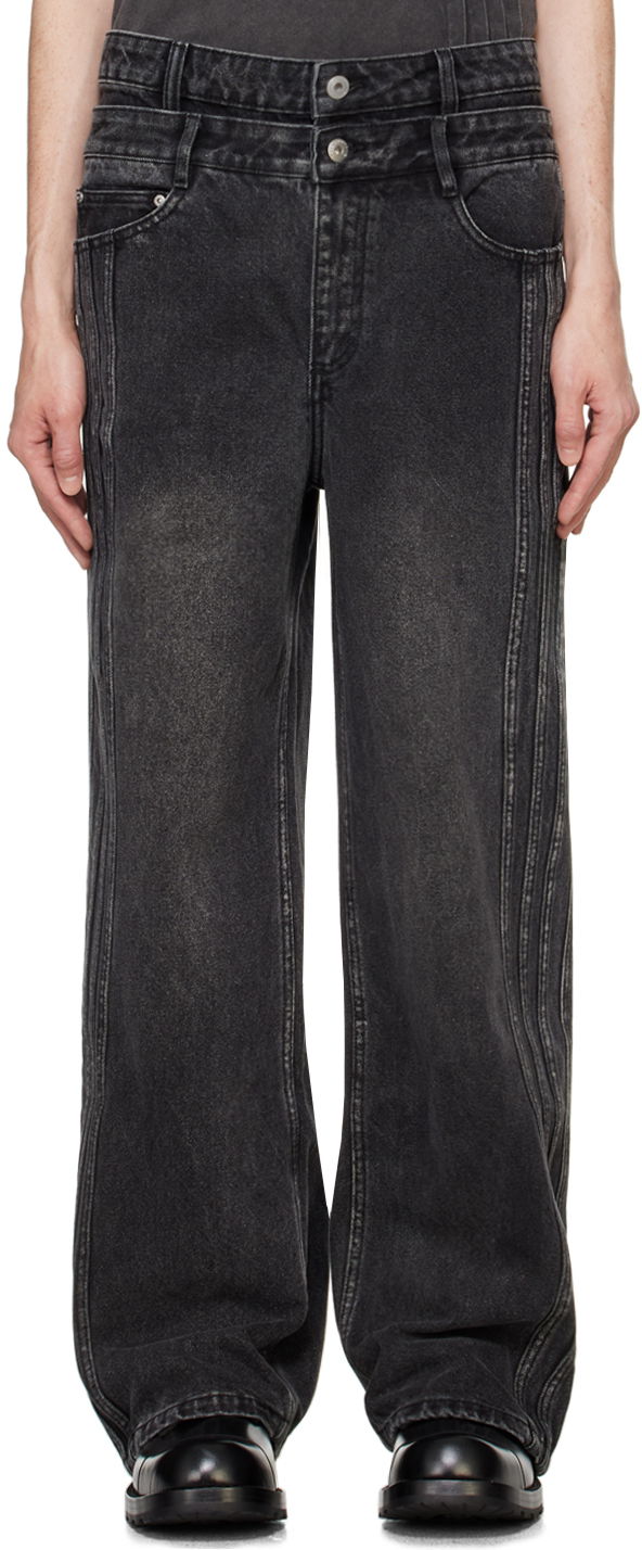 Джинси Feng Chen Wang Feng Chen Wang Double Waist Seaming Jeans чорний | FUF18TR10B