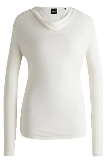 Cветр BOSS Stretch Crepe Cowl Neck Top білий | 50523978