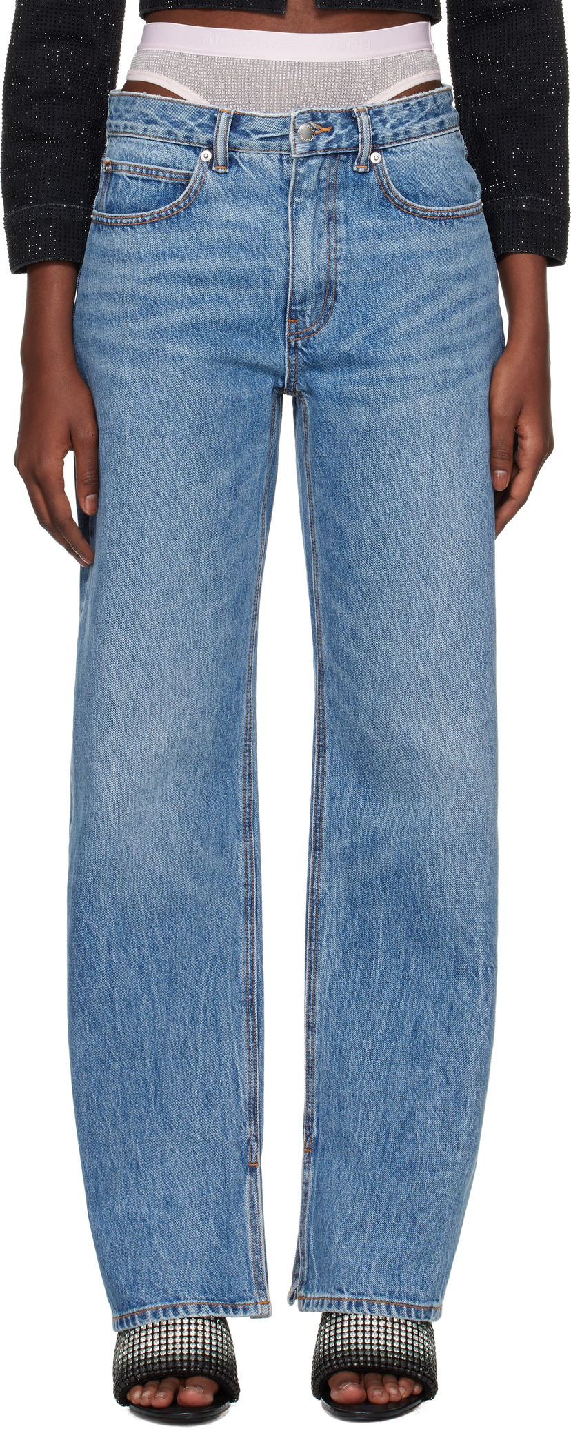Джинси Alexander Wang Straight-Leg Slit-Hem Jeans Синій | 4DC4244440