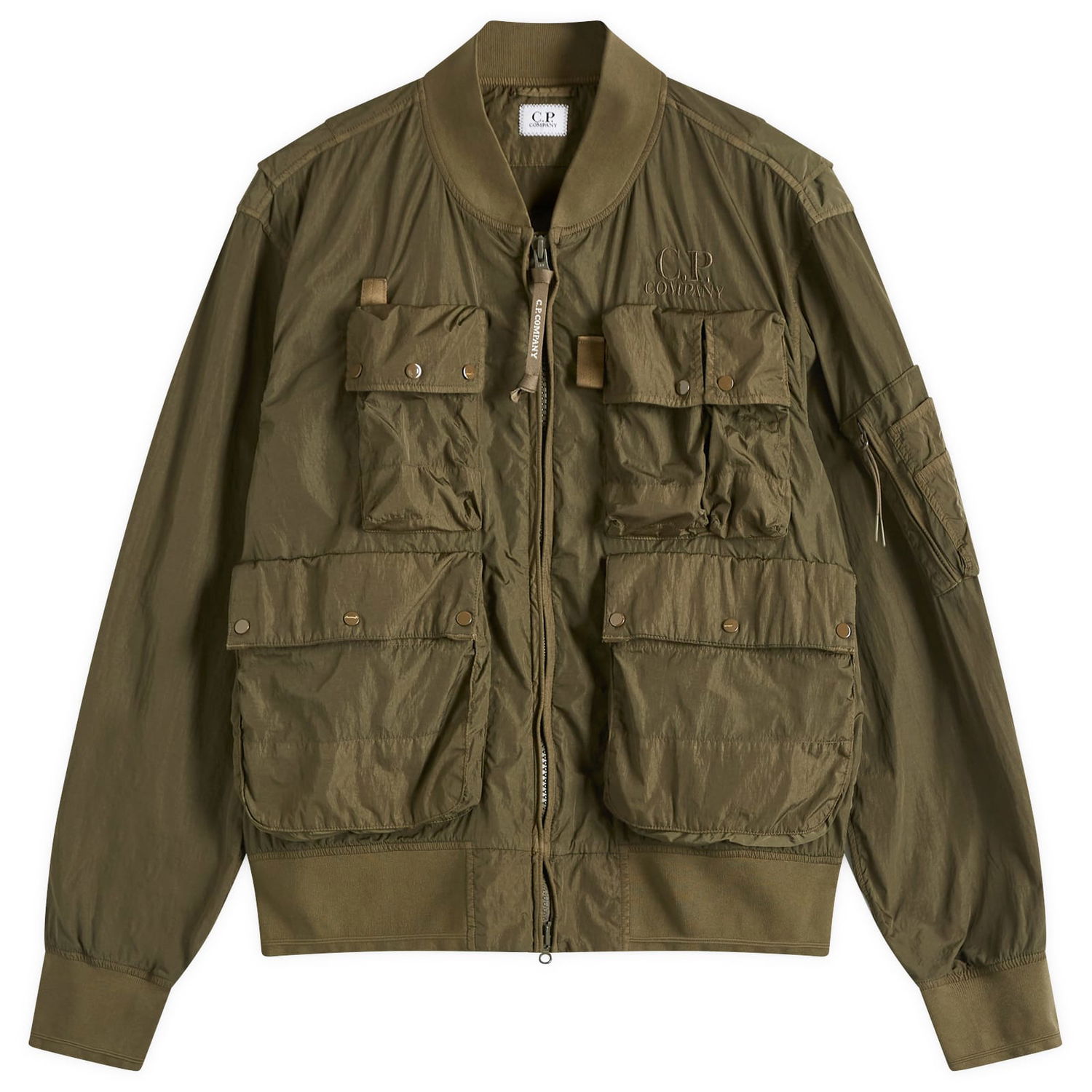 Куртка бомбер C.P. Company C.P. Company Chrome-R Multipocket Bomber Jacket, Size Large Зелений | 18CMOW010A-005904G-683, 0