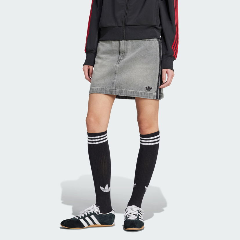 Спідниця adidas Performance Adicolor 3-Stripes Denim Mini Skirt Сірий | JW2657