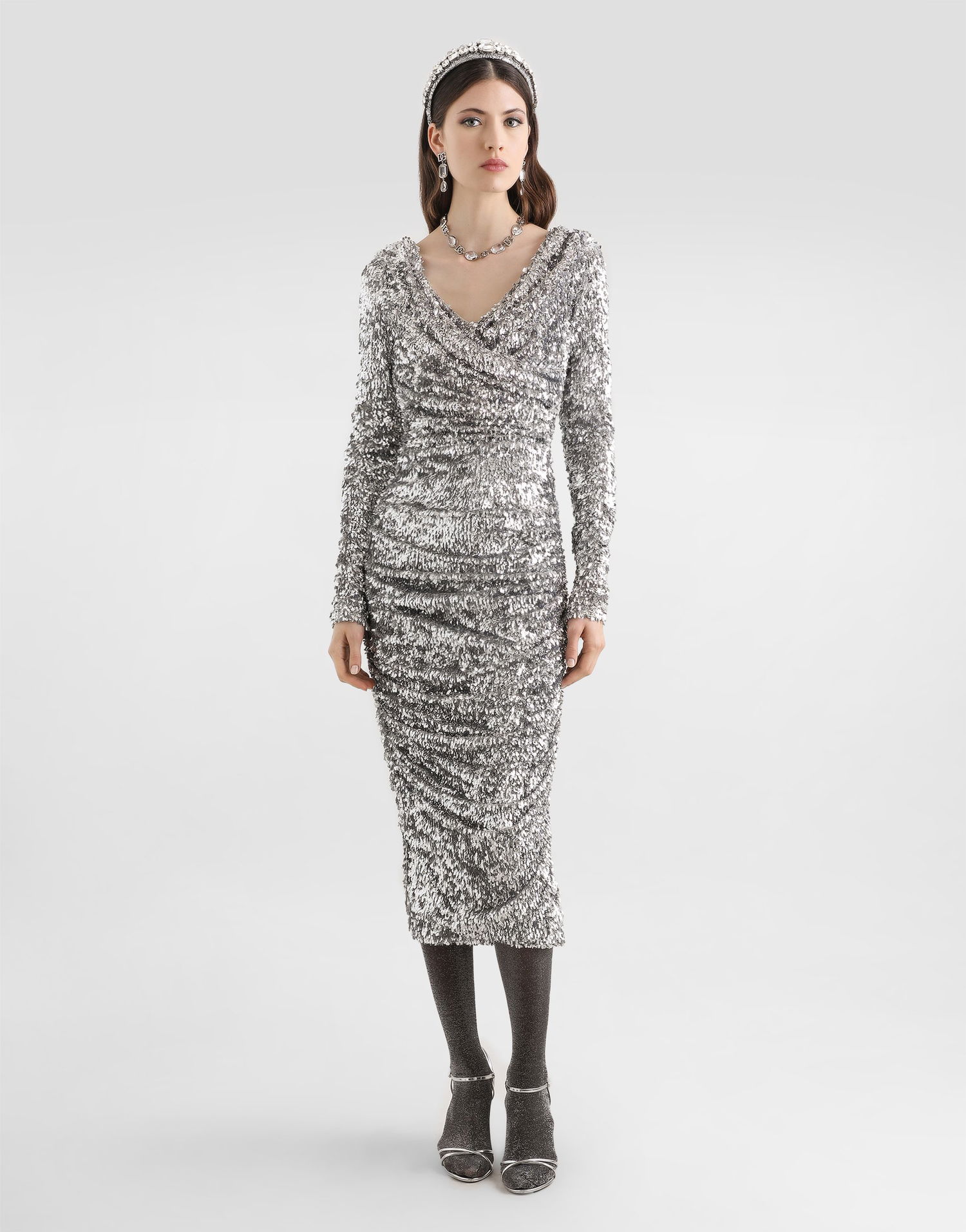 плаття Dolce & Gabbana Draped Sequin Dress Collection 42 Металік | F60EMTFLSMCS0998, 1