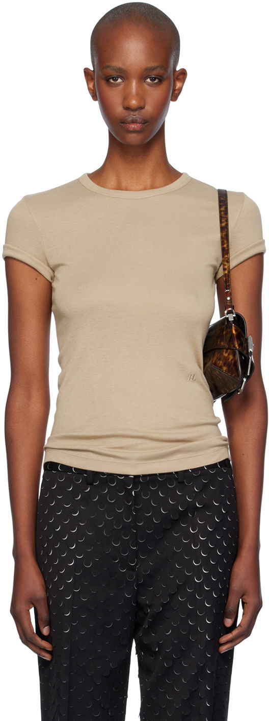 Футболка Helmut Lang Helmut Lang Shrunken T-Shirt бежевий | O01HW515