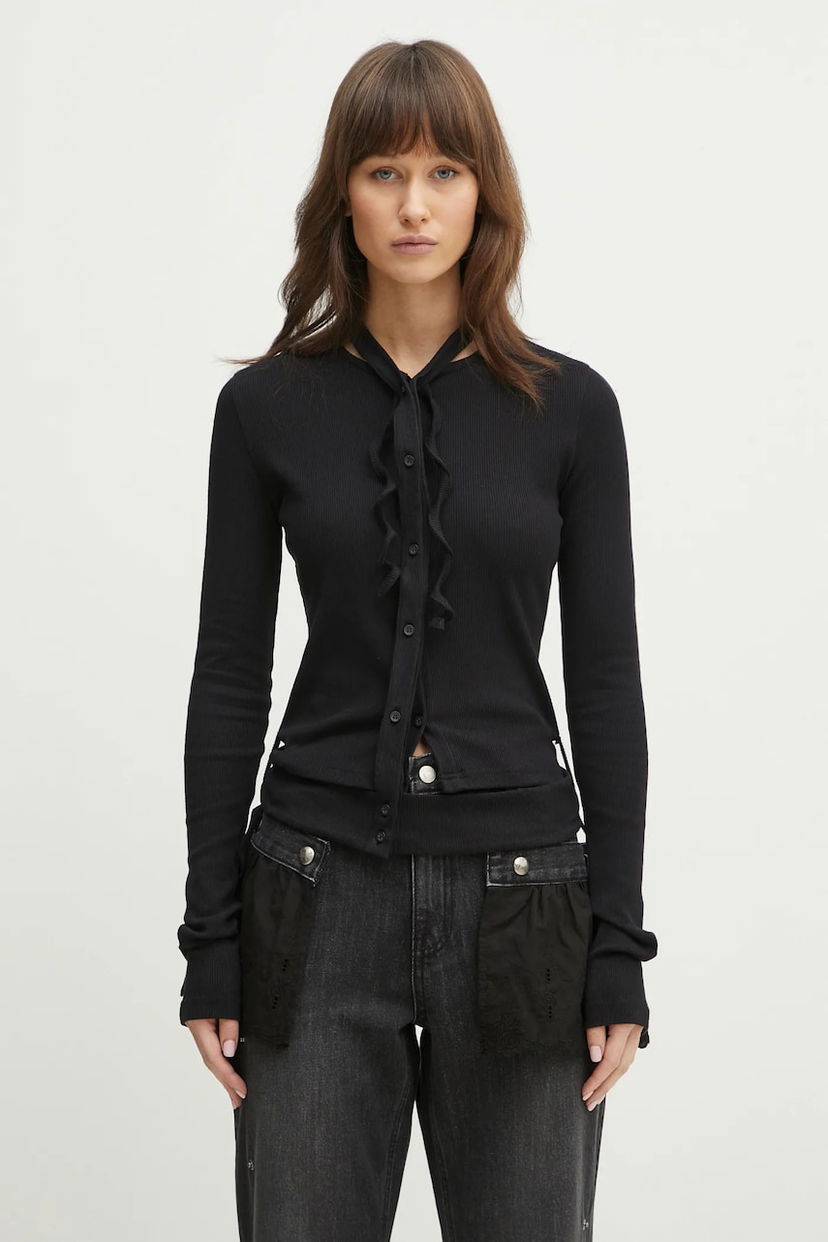 Cветр Ottolinger Ottolinger Double Closure Rib Cardigan чорний | 104.600204.01