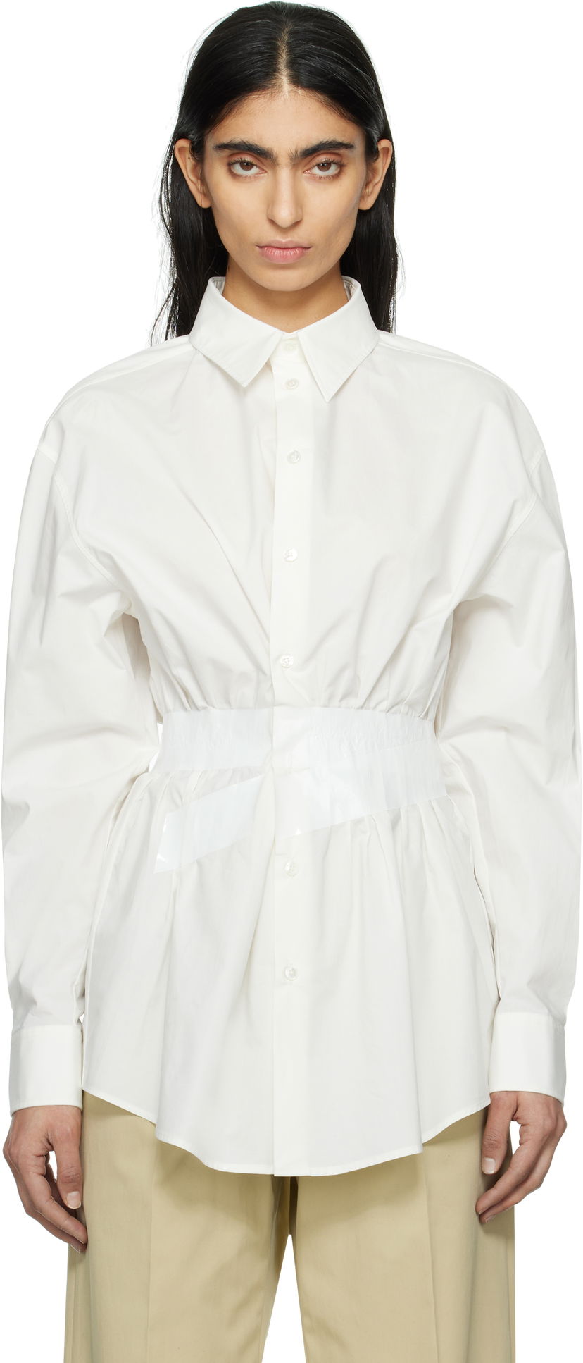 Сорочка Maison Margiela MM6 Maison Margiela Cotton Poplin Taped Shirt білий | S52DT0045 M35256