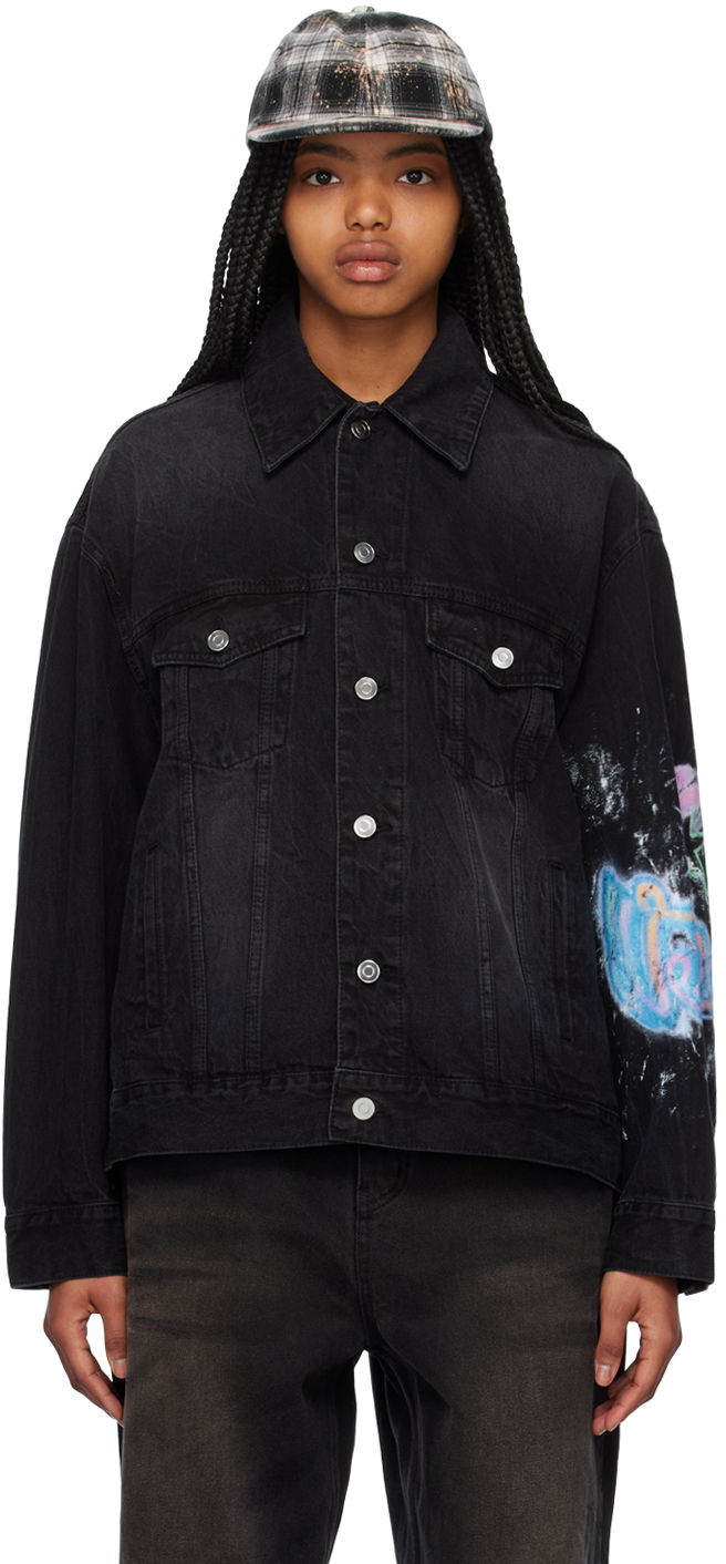 Куртка We11done Graphic Print Denim Jacket чорний | WD-DJ1-23-317-U-BK