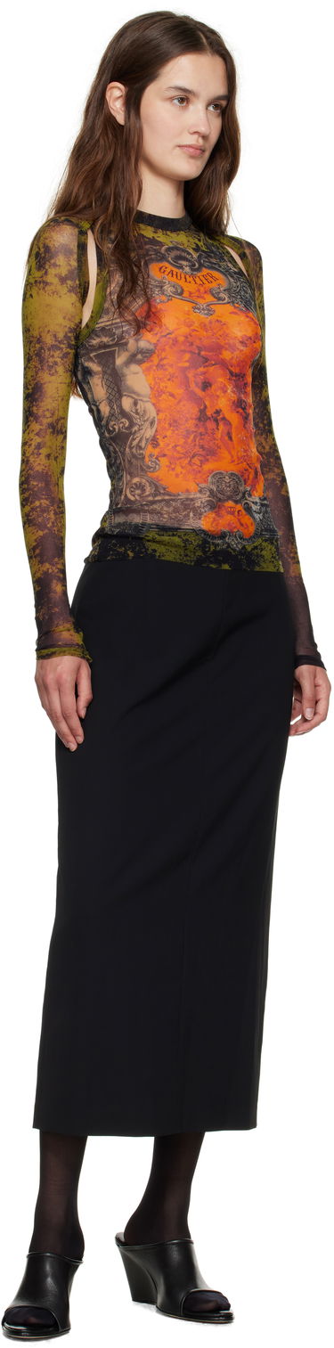 Футболка Jean Paul Gaultier Jean Paul Gaultier 'The Médaillon' Print Mesh Top Зелений | 25/03-W-TO303-M006P-004115, 3