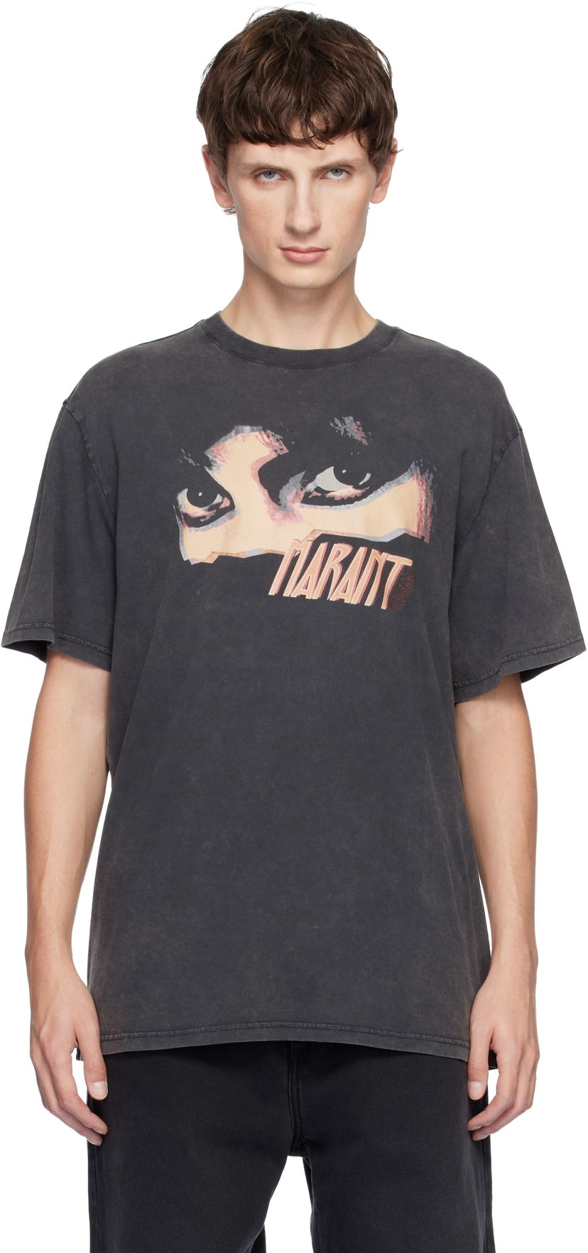 Футболка ISABEL MARANT Hugo Graphic Print Crewneck T-shirt чорний | 25ATS0149HA-C3N05H