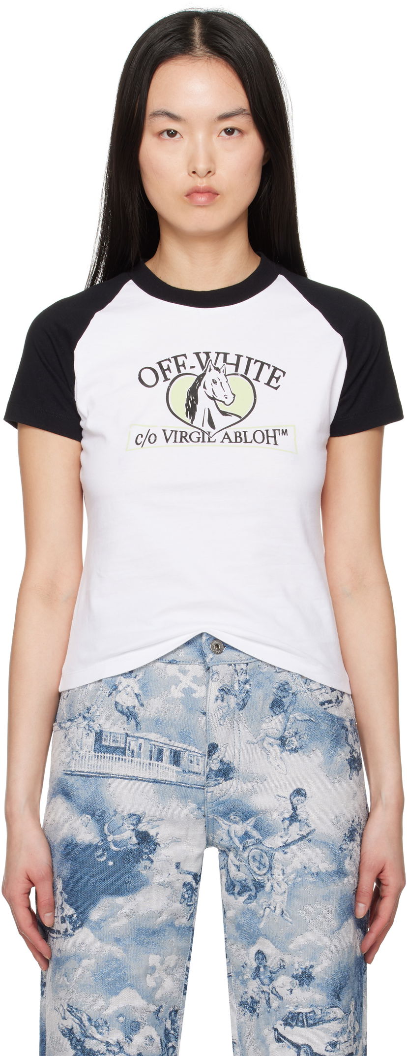 Футболка Off-White Off-White Horse Billboard Raglan T-Shirt білий | OWAA137S25JER0010110