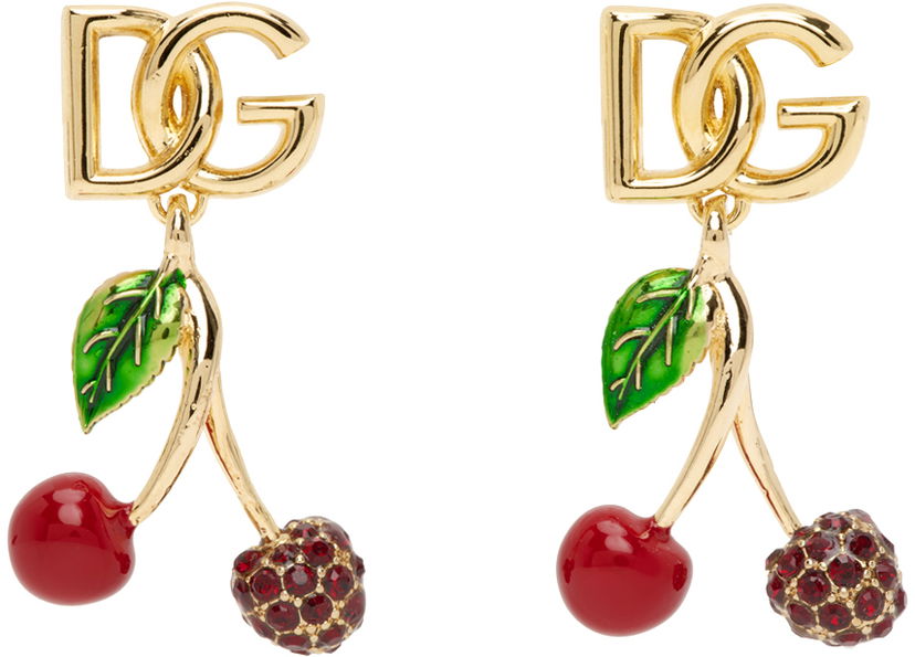 Сережки Dolce & Gabbana Gold DG Cherry Earrings Металік | WEP6C1W1111