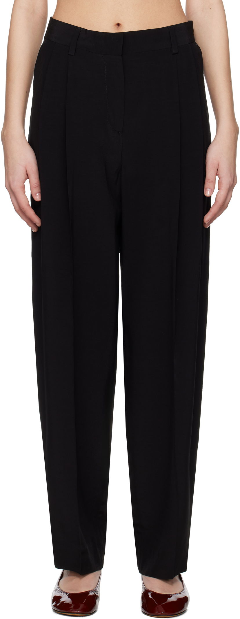 Штани TOTEME TOTEME Double-Pleat Straight Trousers чорний | 252-WRB0289-FB0378