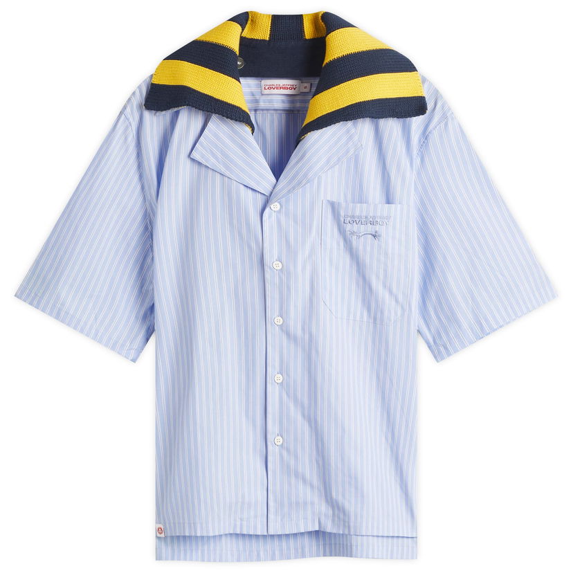 Сорочка Charles Jeffrey Loverboy Charles Jeffrey Loverboy Hawaiian Shirt With Knit Collar Синій | 054070101