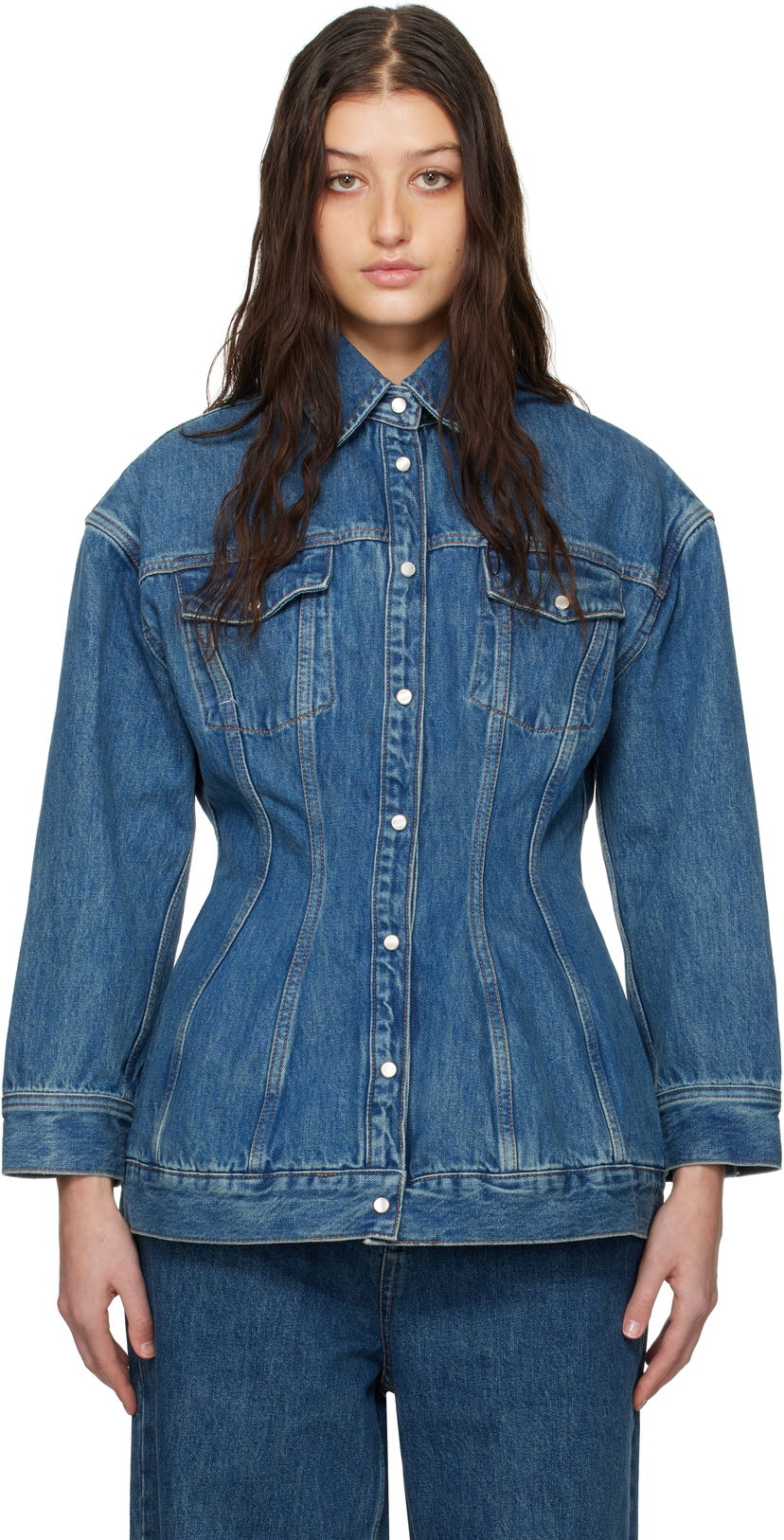 Куртка WARDROBE.NYC WARDROBE.NYC Contour Denim Jacket Синій | W6001F24DE