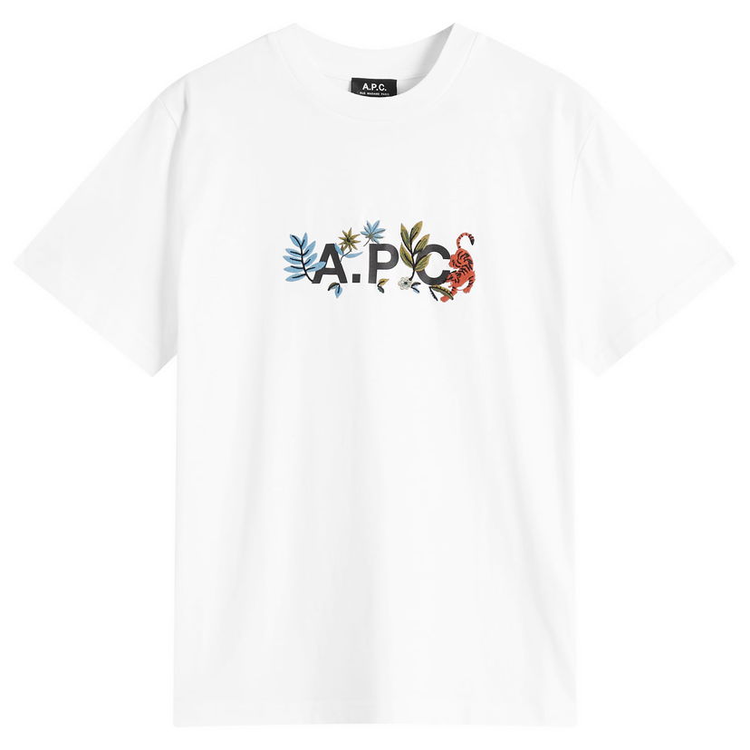 Футболка A.P.C. Men's Auguste Nature Logo T-Shirt, Size Medium білий | COBQX-M26497-AAB