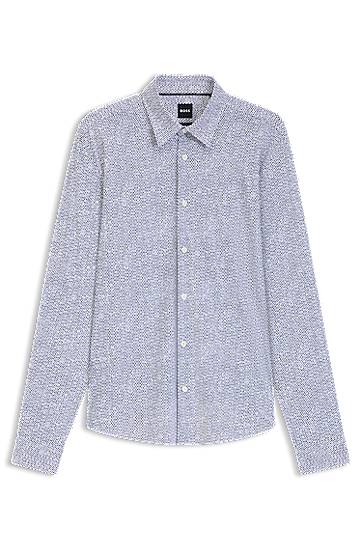 Сорочка BOSS Slim-Fit Performance-Stretch Printed Shirt Синій | 50545269