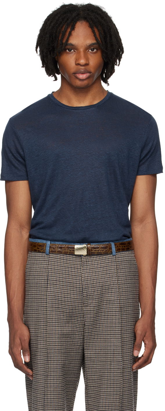 Футболка Orlebar Brown Short Sleeve Linen T-Shirt Синій | 265745