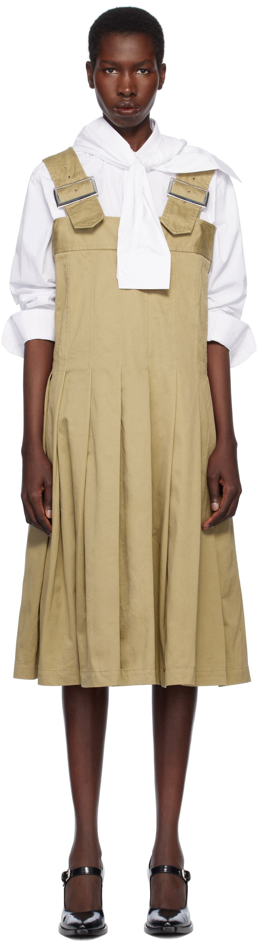 плаття Comme des Garçons Comme des Garçons Cotton Twill Midi Dress бежевий | RO-A006-051