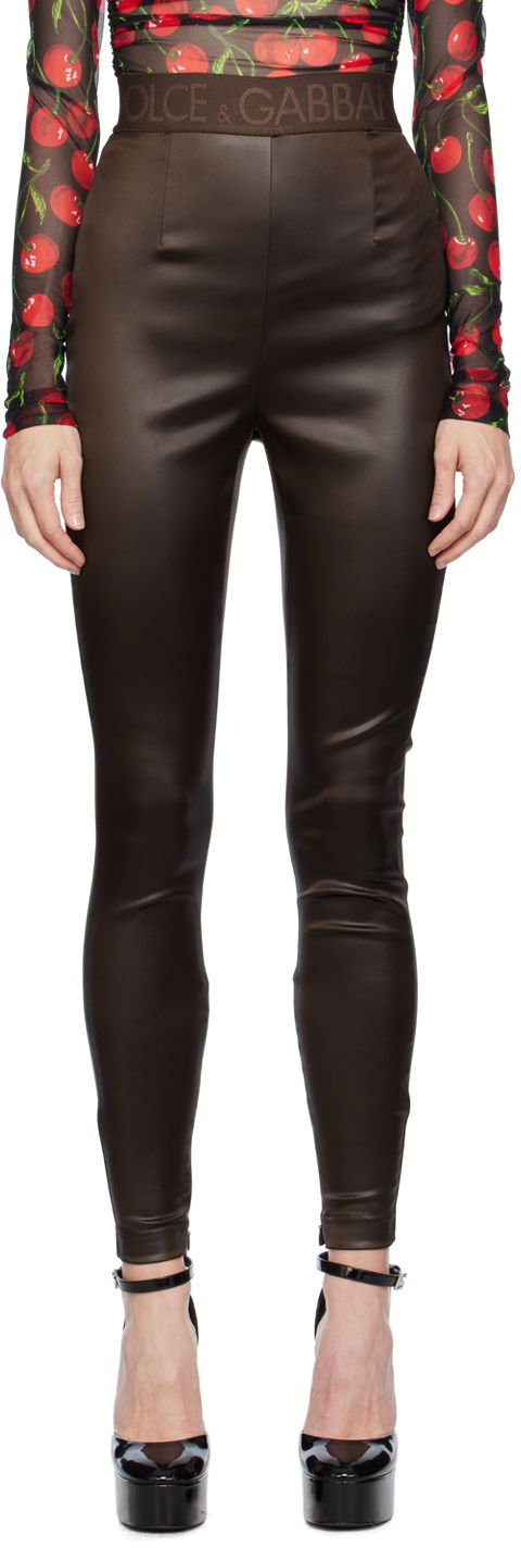 Легінси Dolce & Gabbana Brown Zip Leggings Коричневий | FTCNAT FURMV