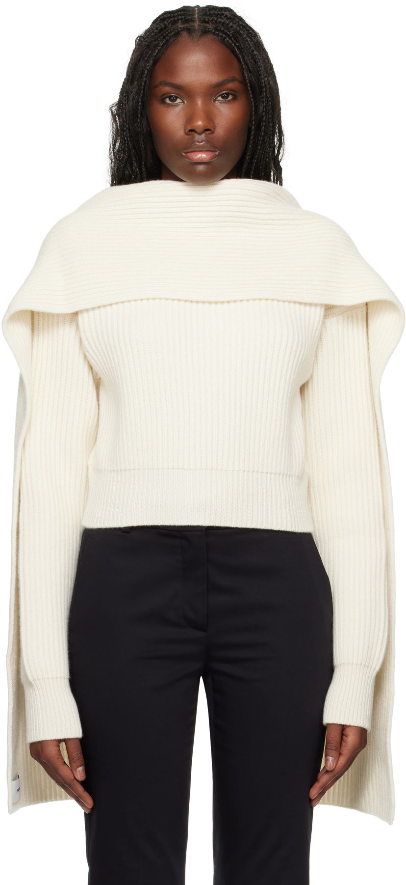 Cветр Erdem Draped Cowl Neck Sweater білий | AW24_W1KT5_IVCAK