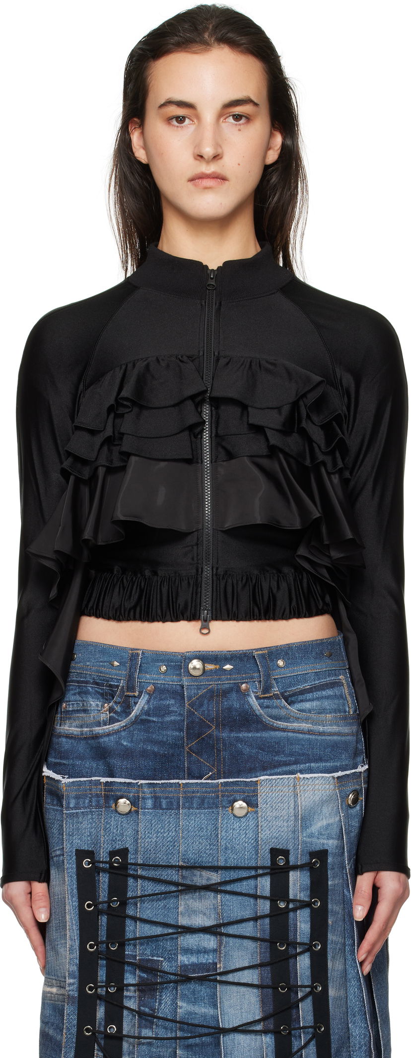 Куртка Andersson Bell Ruffle Tight Zip Up Jacket чорний | atb1203w