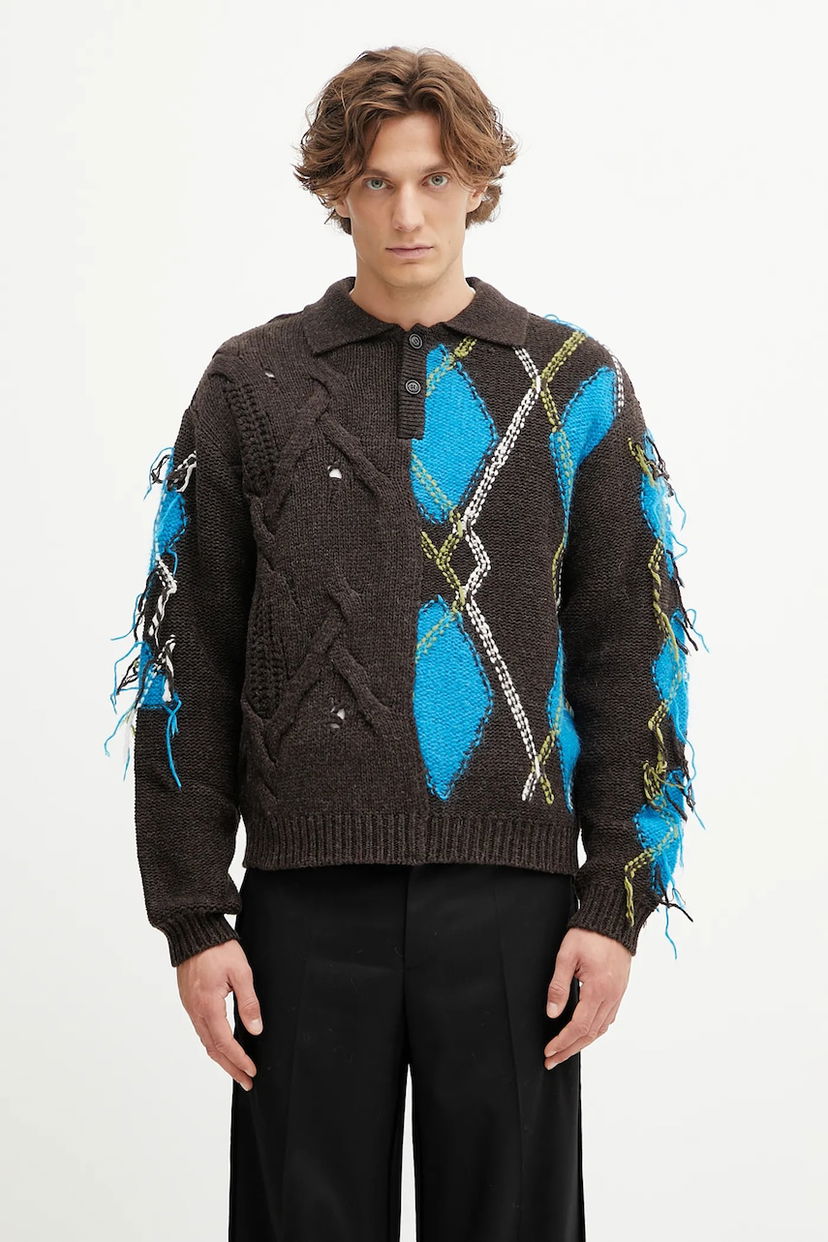 Cветр Andersson Bell Andersson Bell Argyle Fisherman Polo Sweater Коричневий | atb1346m