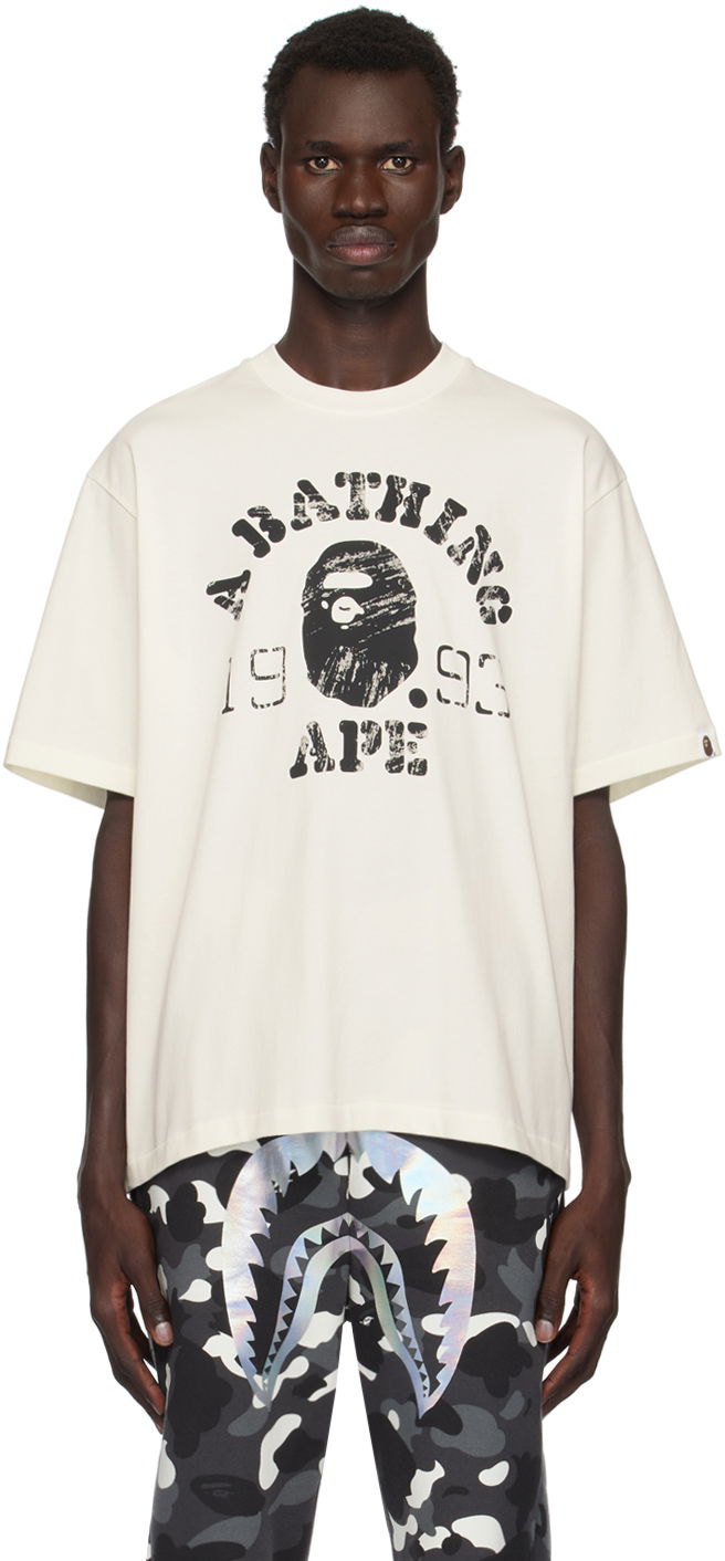 Футболка BAPE Screen Print College Relaxed Fit T-shirt білий | 001TEK801320M