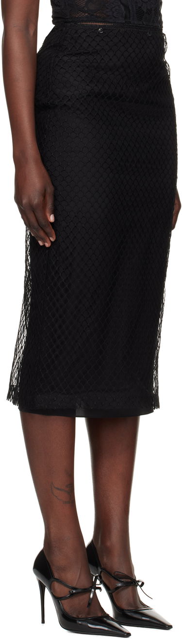 Спідниця Dolce & Gabbana Mesh Pencil Midi Skirt чорний | F4C0CT HLM83, 1