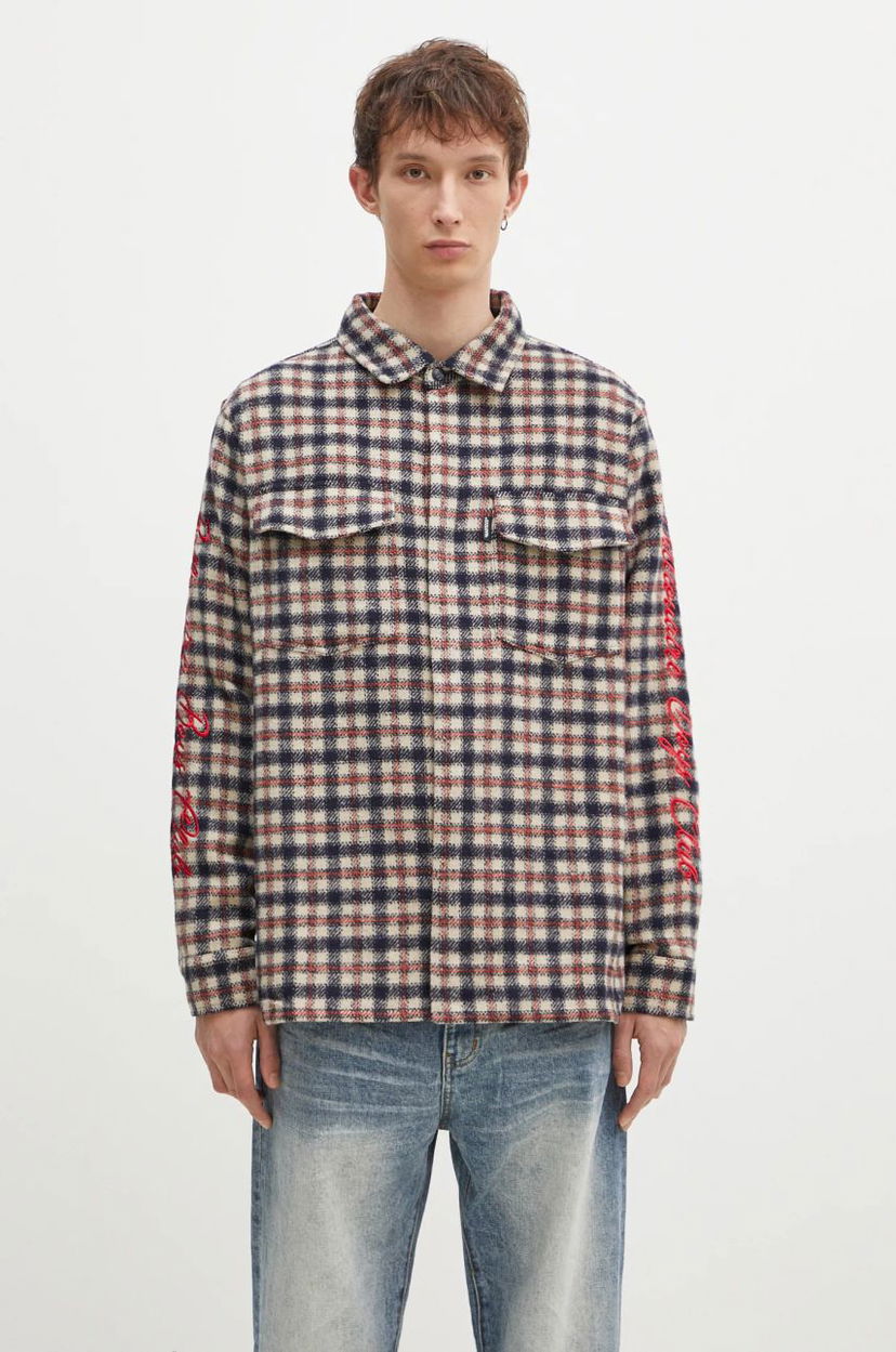Сорочка BILLIONAIRE BOYS CLUB Men's Regular Fit Embroidered Checked Shirt Синій | B24429