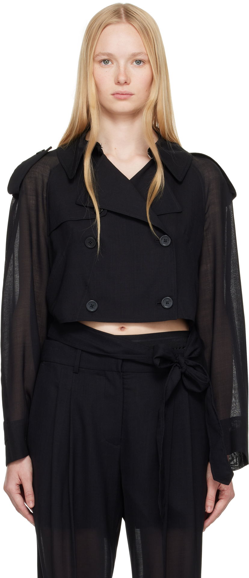 Тренчкот Helmut Lang Helmut Lang Cropped Trench Coat чорний | P01HW101