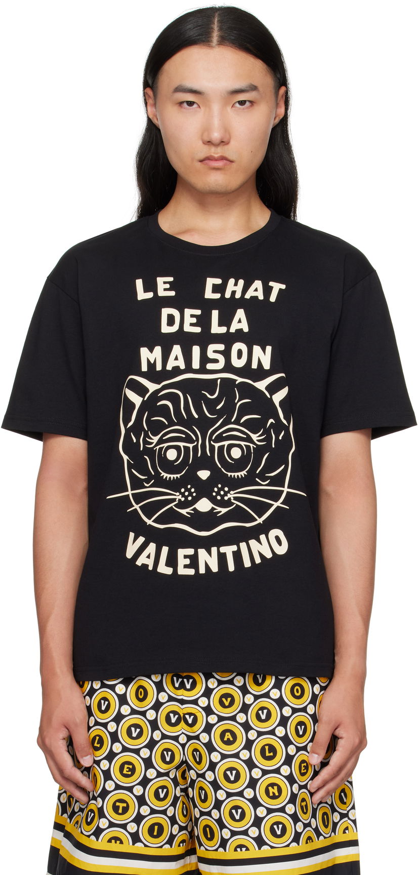 Футболка Valentino Valentino 'Le Chat De La Maison' Cotton T-Shirt чорний | 7V3MG16PB32