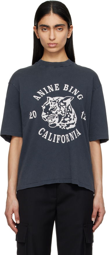Кроп-топи Anine Bing Anine Bing Avi Collegiate Leopard T-Shirt Сірий | A-08-10922-BLK5, 0