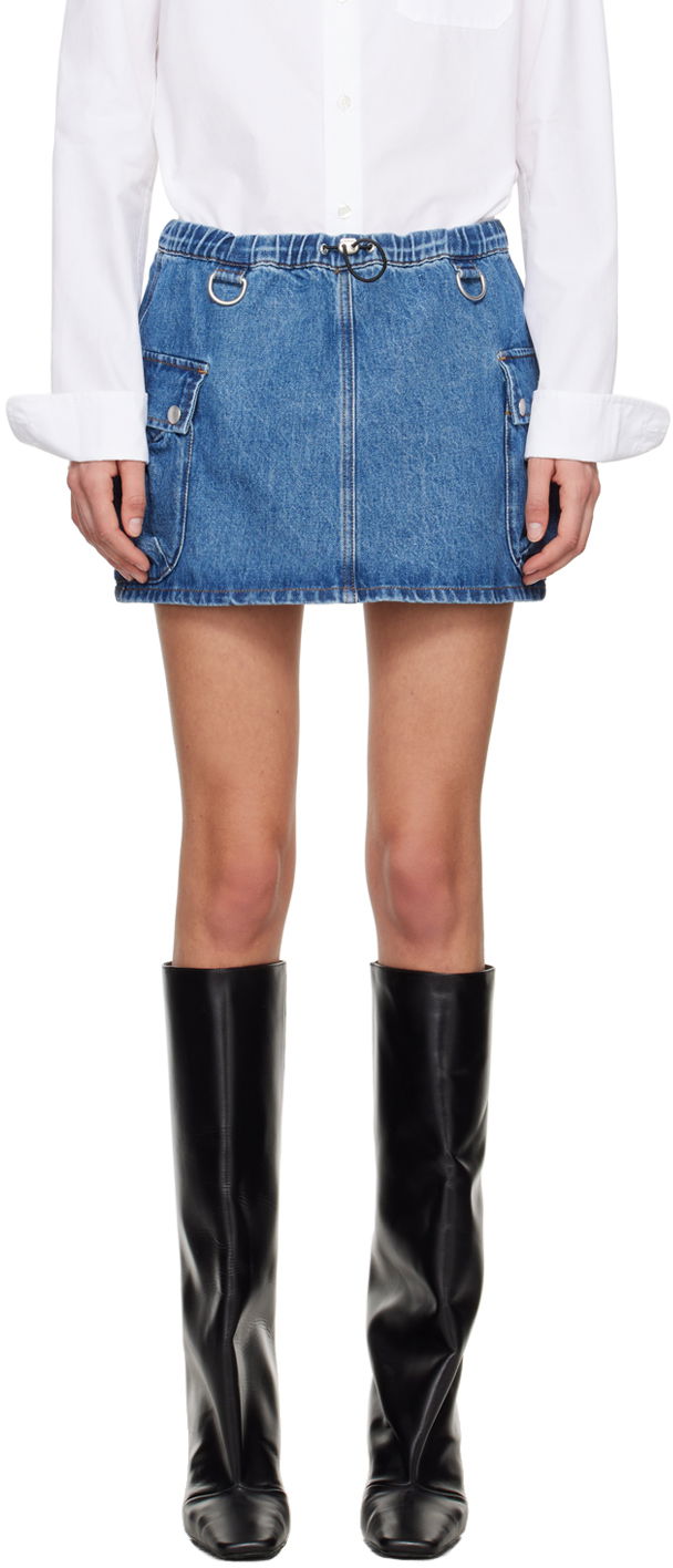Спідниця Coperni Coperni Faded Denim Miniskirt Синій | COPJ49202