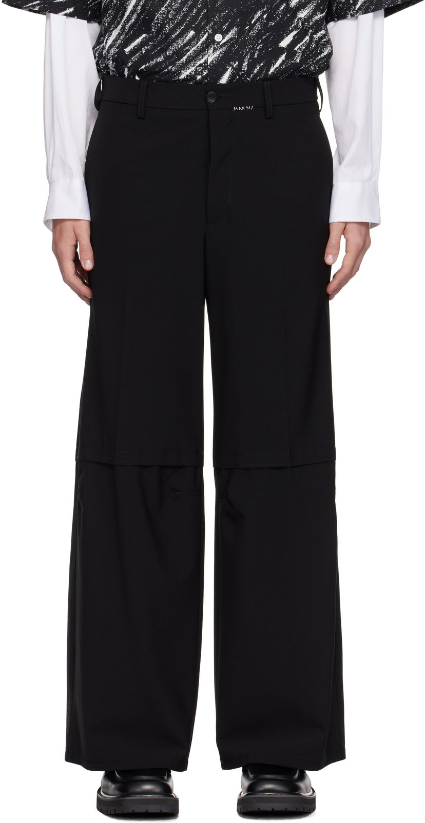 Штани Marni Mending Trousers чорний | PUMU0271SU UTP771