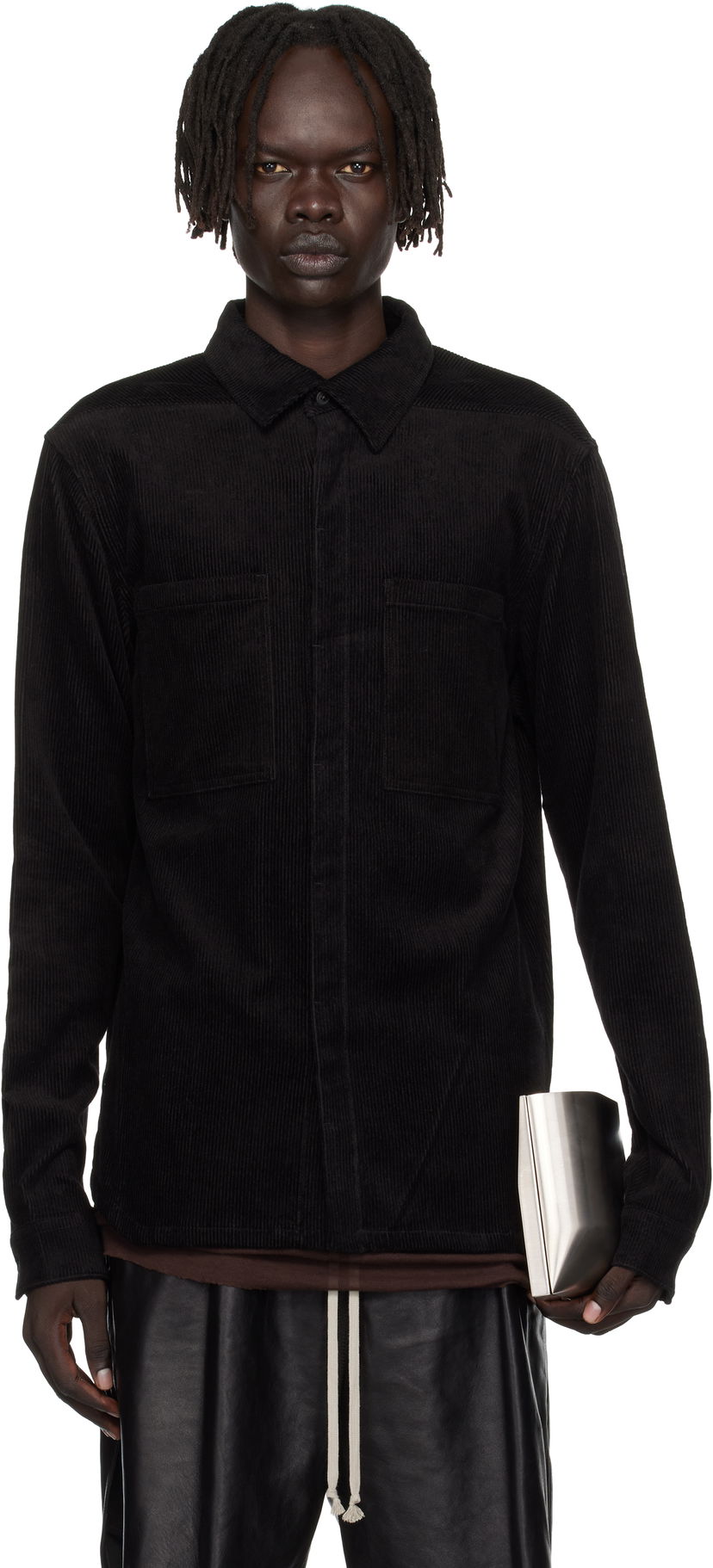 Сорочка Rick Owens Rick Owens Concordians Corduroy Work Shirt чорний | RU02E1292 MLC9
