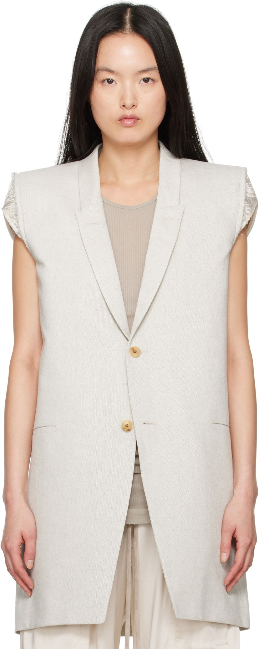 Жилет Rick Owens Rick Owens Hollywood Dirt Tailored Sleeveless Denim Blazer бежевий | RP01E7768 DRD