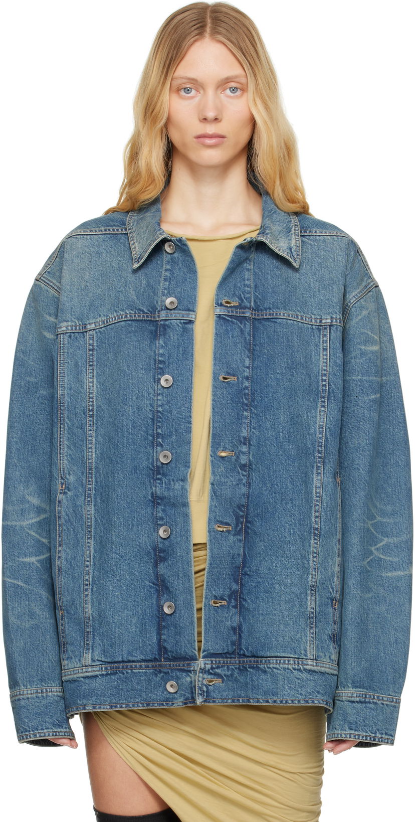 Куртка Rick Owens Rick Owens DRKSHDW Hollywood Jumbo Worker Denim Jacket Синій | DS01E3706 DWB