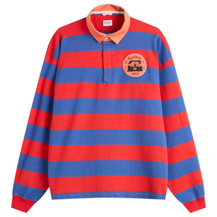 Сорочка Bode Bode Clubhouse Rugby Shirt, Size Large Червоний | MRF25CS004