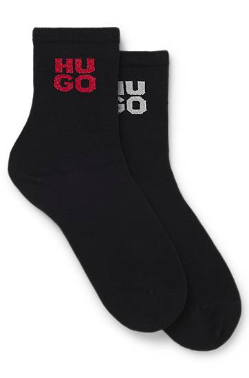 Шкарпетки BOSS Two-pack of short-length socks with sparkly logos чорний | 50524283, 0
