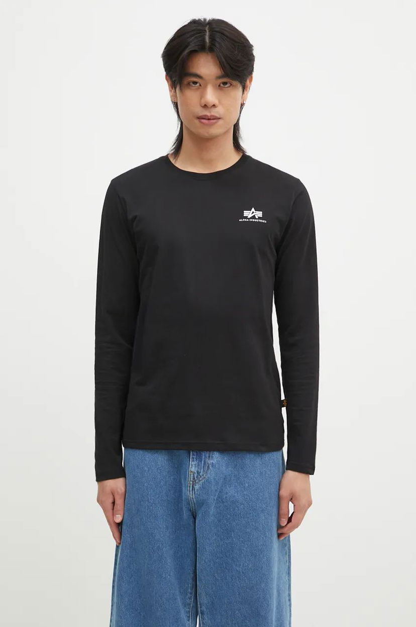 Футболка Alpha Industries Basic LS Small Logo T-Shirt чорний | 198517.03