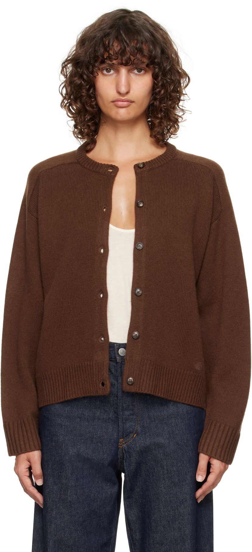 Cветр Loulou de Saison Loulou de Saison Aidar Cashmere Blend Cardigan Коричневий | AIDAR LDS