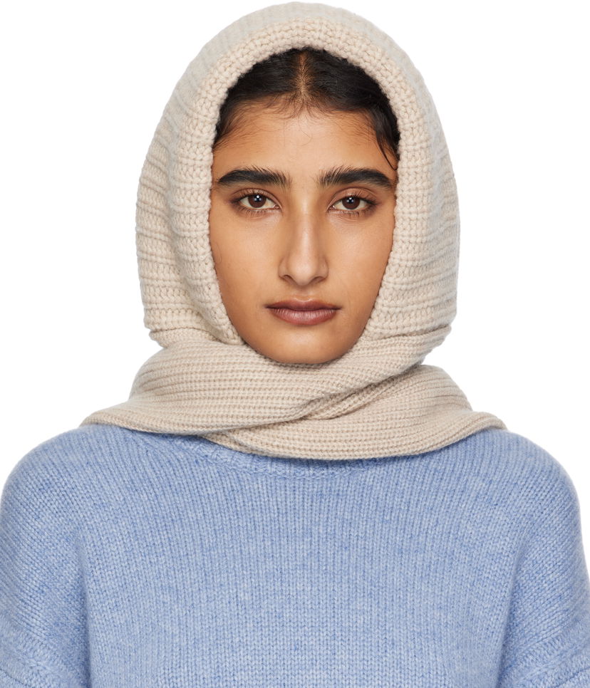 Шарф Yves Salomon Yves Salomon Knit Hooded Scarf бежевий | 26W25WAA506XXMACL